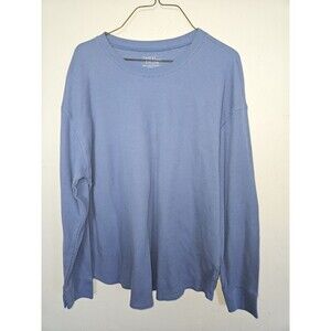 Time and Tru Men's Waffle Knit Long Sleeve Shirt, Blue, Size XXXL